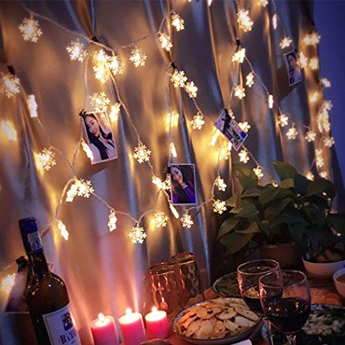 Image of Lexton 20 Led 3 Meter Snowflakes Shaped Lights (Warm White, Pack of 1), Standard (Lex-Snowflakes /Light), Warm White