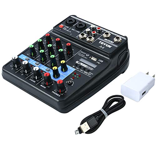 Mini Audio Mixer Sound Board Bluetooth Music Console Power Stereo with Power Cord