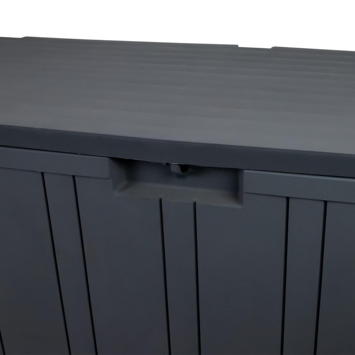 THINIA HOME Baule esterno in resina per giardino, terrazza o balcone, cassapanca impermeabile per oggetti e giocattoli, 270 litri, 117 x 45,5 x 57 cm