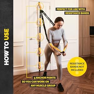 Adjustable Resistance Band Anchor - Door Anchor with 5 Loops & Metal Rings, Durable Nylon Strap for Full-Body Workouts Adjustable Resistance Band Anchor Door Anchor with 5 Loops Metal Rings Durable Nylon Strap for Full Body Workouts