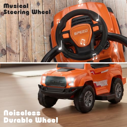 Image of Baybee Roady Pro Ride on Car for Kids | Baby Push Ride on Jeep with Parental Handle & Safety Guardrail | Rideons Toy Car with Backrest, Light & Music | Baby Ride on Cars for Kids 1-3 Years (Orange)