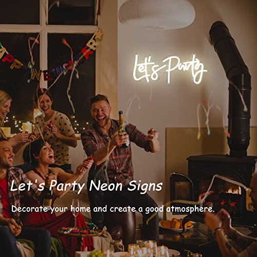 Image of Let's Party Neon Sign, LED Neon Lights for Bedroom Wall Decor, Art Decorative Lights for Bachelorette Party, Engagement Party, Birthday Party, Living Room, Gamer Room Decor Aesthetic (Warm White) | Art Decorative Lights for Bachelorette Party, Engagement Party, Birthday Party, Living Room, Gamer Room Decor Aesthetic