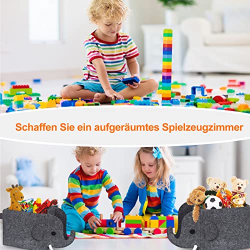 Chambre d'enfant ordonnée grâce aux boîtes de rangement éléphant pliables - 4