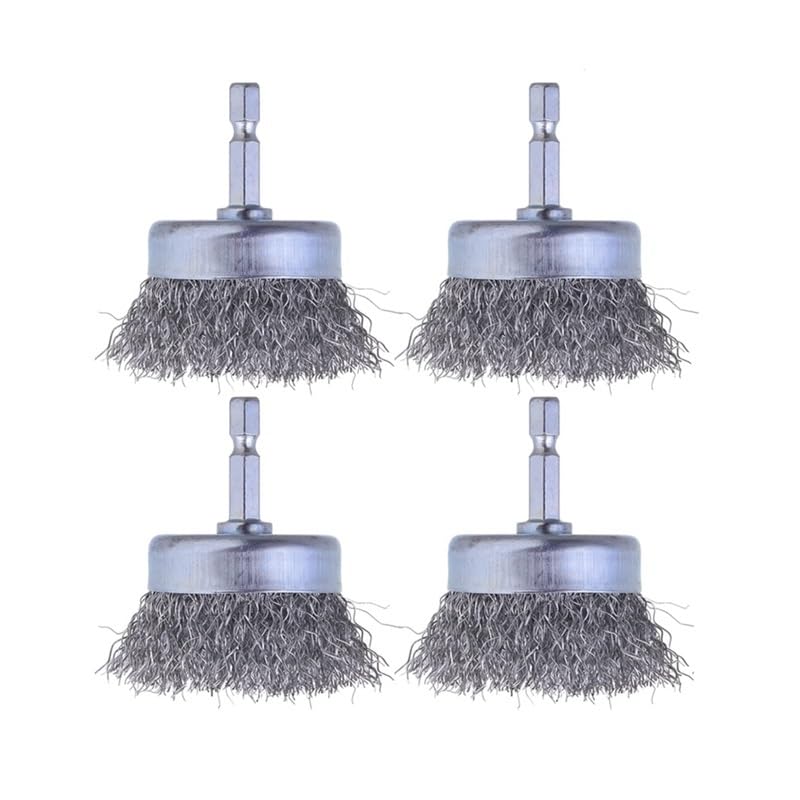 yaoqijie 4 Pcs Wire Cup Brush Set, Wire Brush for Drill 1/4 Inch Arbor 0.010 Inch Coarse Carbon Steel-2 Inch Wire Drill Brush