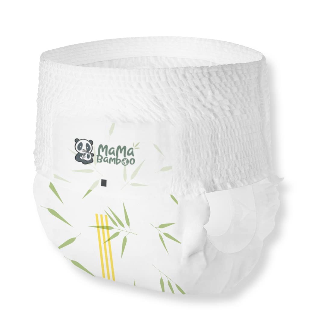 Mama Bamboo Zrównoważone bambusowe spodnie na pieluchy - miękka, oddychająca wiskoza bambusowa - super chłonny rdzeń - z nieszczelnymi elastycznymi panelami - rozmiar 5 (12-18 kg) - 20 spodni
