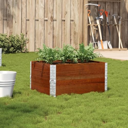 Myheimly Pflanzkasten Hochbeet Stapelbar Faltbar, Pflanzkübel für Garten Terrasse Balkon, Blumenkasten Kräuterbeet Gemüsebeet, Braun 80x60 cm Massivholz Kiefer