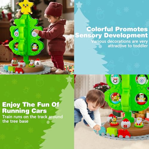 Image of My First Christmas Tree for Toddlers: Kids Christmas Tree Toy Set with DIY Train Set&Tracks,18 Colorful Decorations Sensory Developmental for Little One Xmas Birthday Gifts for Boys & Girls