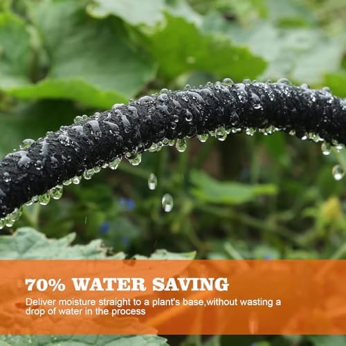 Soaker Hose, 1/2" x 50 FT Round Rubber Garden Soaker Hose, Heavy Duty Water Seeper Soaker Hoses for Foundation Watering, Garden Beds, Garden, Lawn and Plants - Thumbnail 5