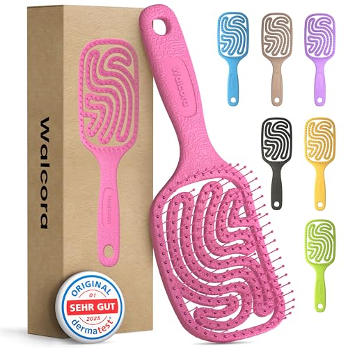 Walcora Haarbürste ohne Ziepen – Bürste für Damen, Herren & Kinder - Detangler & Entwirrbürste für Locken, nasse, feine & lange Haare - Haarbürsten Hair Brush - Pink