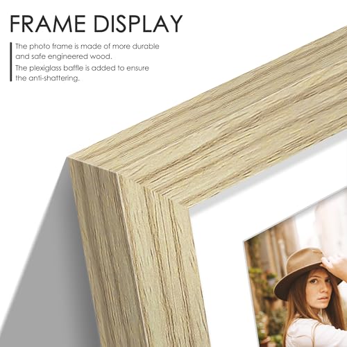 Image of DUENPY 12x16 Picture Frame 5x7 Collage Picture Frame Displays Four 5x7 inch Photos or 12x16 (Without Mat) for Available Horizontal Wall Mounting Display and Vertical Wood Color
