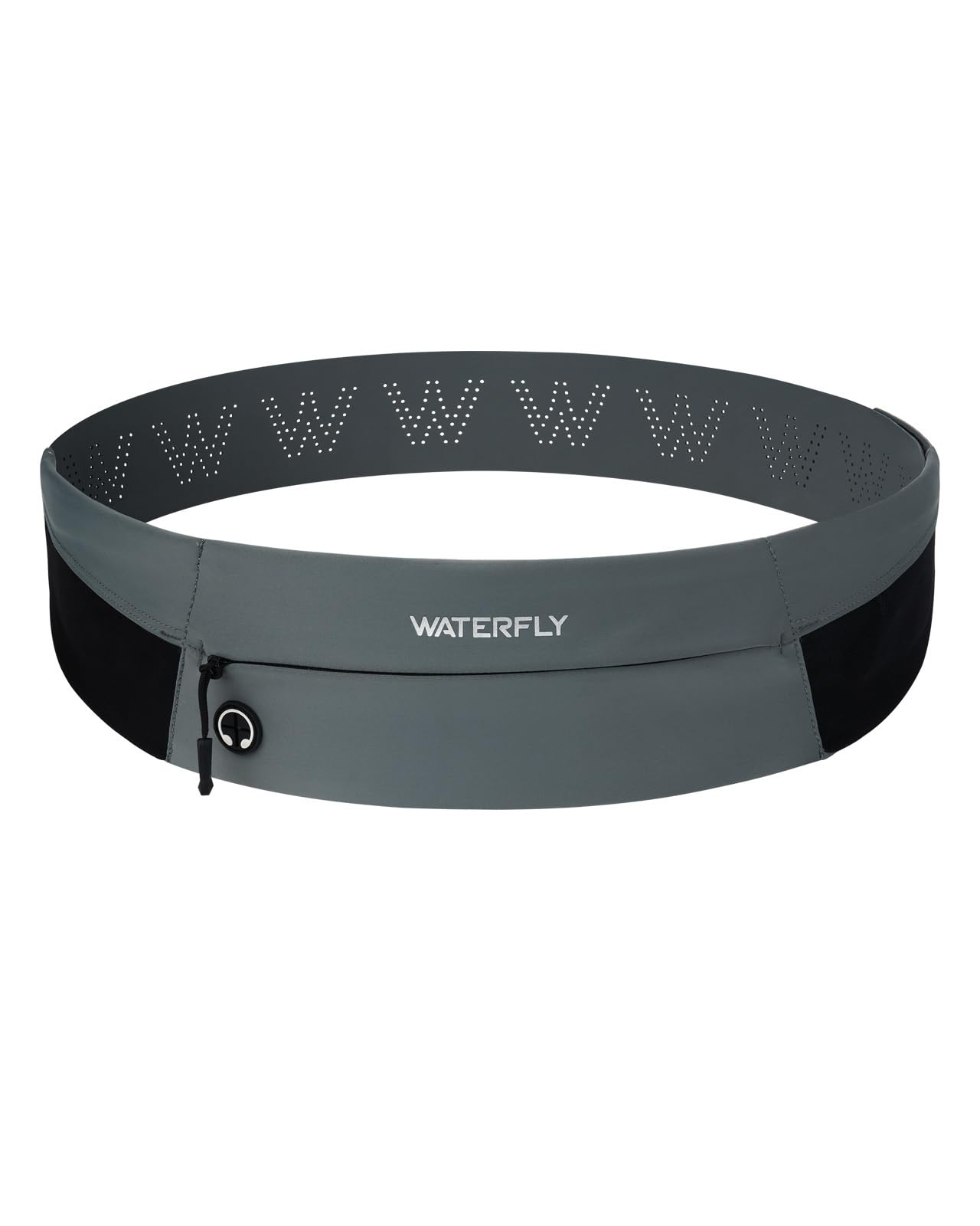 Waterfly Running Belt Waist Pack: Slim Waistband Adjustable Reflective Bum Bag Runner Marathon Jogging Phone Holder Bag Fitness Fanny Pack Lightweight Pouch Belt for Women Men Jogger, Grey