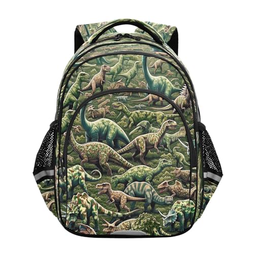 Camo Dinosaurs Kids Backpack for Girls Boys Ages 8-14, Backpack for Boys Elementary School