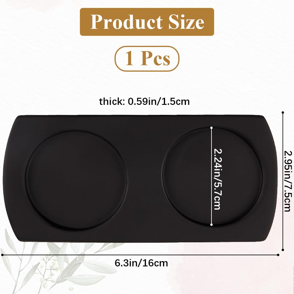 GORGECRAFT Wood Pepper Grinder Holder Wooden Salt and Pepper Mill Tray Pepper Mill Holder Mills Shakers Salt Pepper Grinder Rest for 2 Mills Kitchen Storage Holder Home Decor Black 16x7.5cm - Image 2
