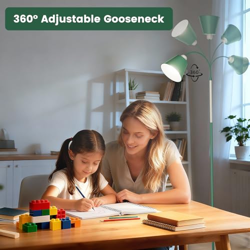 SIBRILLE E27 Leselampe Stehlampe Dimmbar mit Fernbedienung Max 60W, 3000K-6000K Höhe 168cm Deckenfluter Dimmbar Flexibler Schwanenhals Leselampe Wohnzimmer Mit LED-Lampe(Konisch)