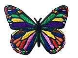 PatchClub Rainbow Butterfly Applique Patch Iron On/Sew On