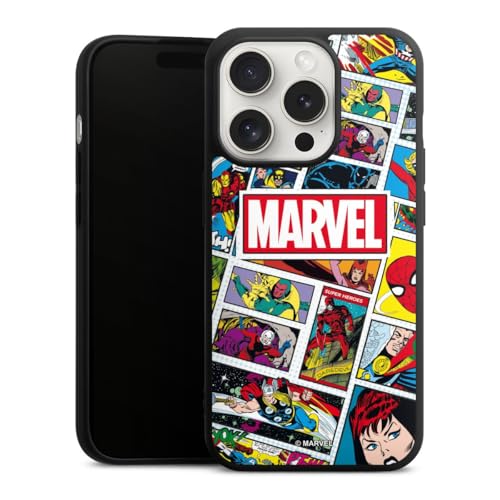 Cover premium compatibile con Apple iPhone 15 Pro custodia del telefono cellulare cover Marvel Fumetto Motivo silicone nero