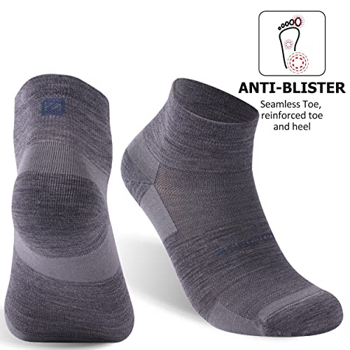 ZEAL WOOD Merino Wool Ankle Athletic Socks Low Cut Running Golf Tennis Hiking Socks Quarter 3 Pairs2