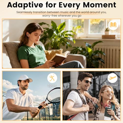 Image of Clip On Ear Headphones, Open Ear Earbuds Wireless Bluetooth 5.4, Clip On Earbuds with LCD Touchscreen, Lightweight Comfort Open Ear Headphones for Pad Tablet Laptop Android /iOS Phones (Pink)
