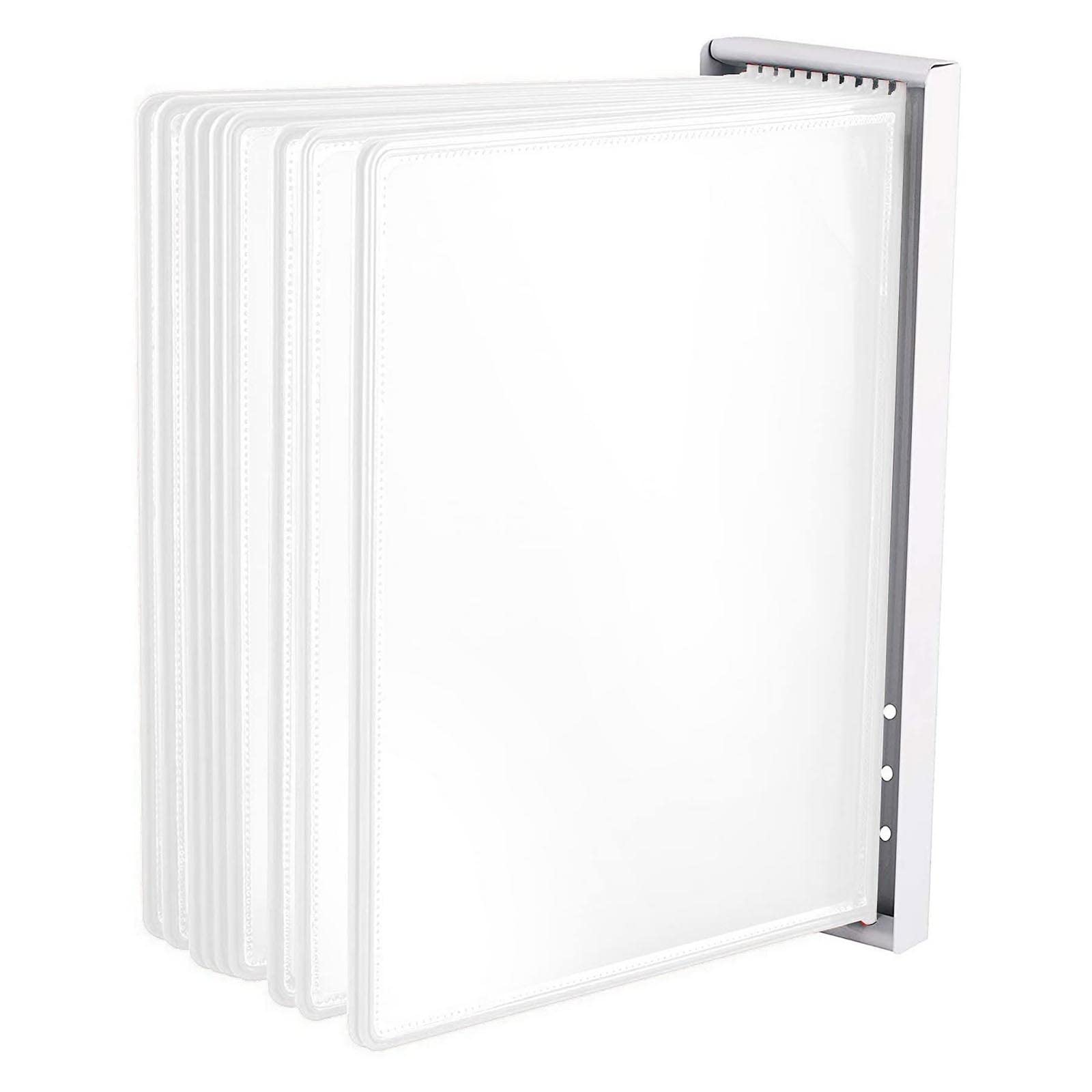 MYUYEE Wall Mount Reference Organizer - Catalog Display Rack, 10 Panels Wall Display System, Wall Mount Display Panels, Metal Panel System, For Warehouse, Workshop, Shop, Labora(White)