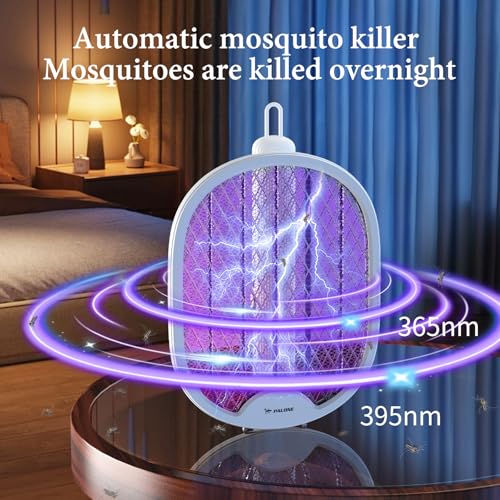 PALONE Electric Fly Swatter, 4000V Foldable Fly Zapper Killer with Rechargeable Battery, 3 Layers Mesh with USB-C, Mosquito Killer Flying Insects Control for Living room, Garden, Kitchen - Image 3