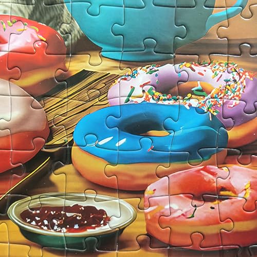 Image of 300 Pieces Jigsaw Puzzles for Adults - Puzzles for Kids Ages 6-8 8-10 10-12 - Large Piece Puzzles for Seniors - Kitchen Kittens and Donuts