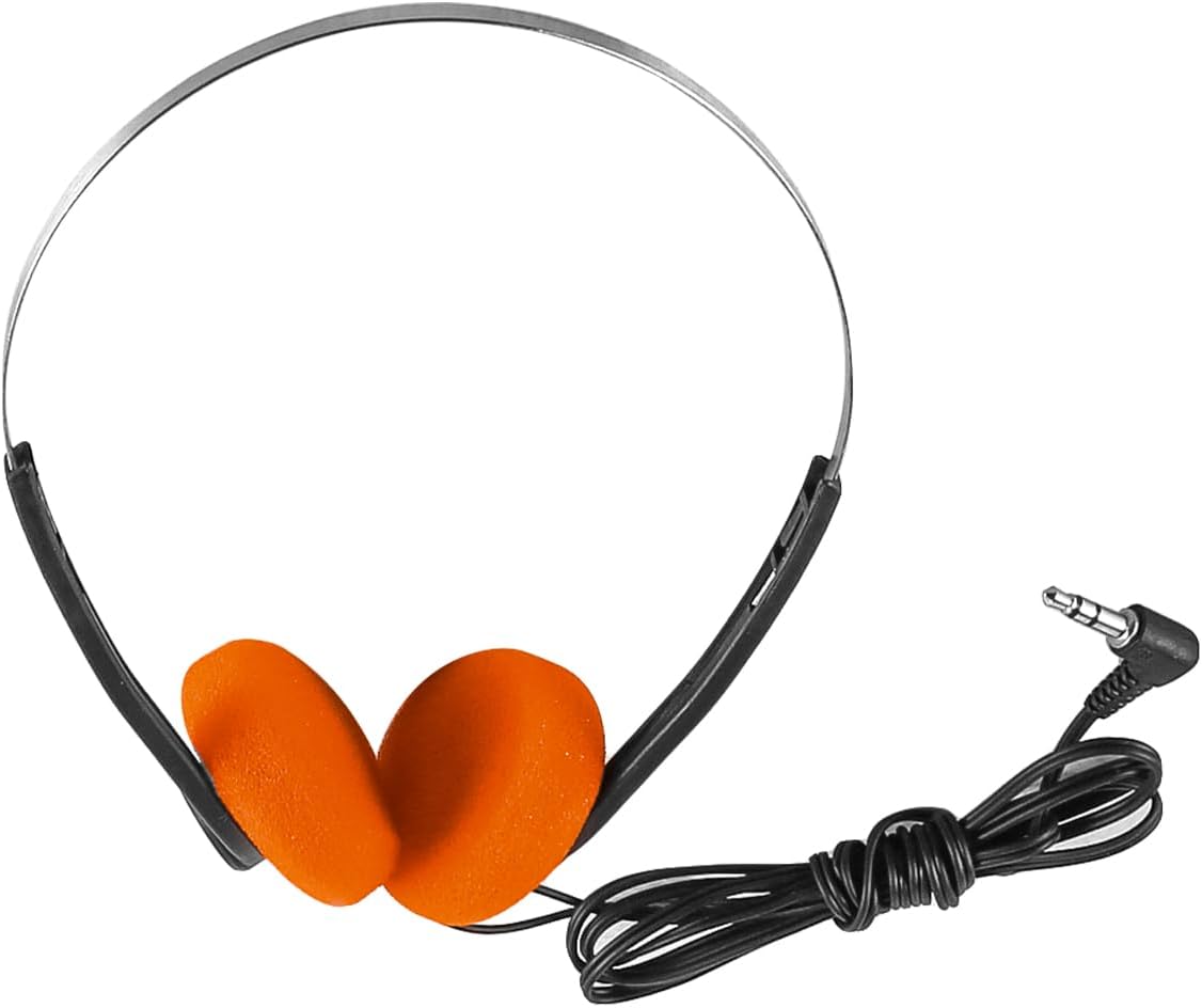 Orange Retro Over Ear Headphones Retro Lightweight Earphones Hi-Fi Stereo Earbuds Headset for Most Mobile Phones Walkman Playback Devices Orange