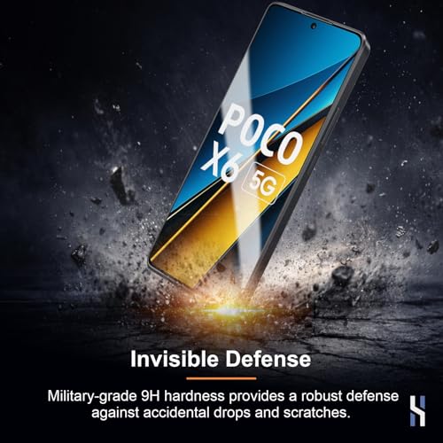 Image of Tempered Glass for Poco X6 | Poco X6 Pro (6.67 Inch) Military Grade 9H Screen Guard, Anti-Scratch, Shatterproof, Edge-to-Edge Full Coverage - Black Border