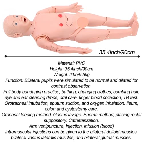 Image of DRXRD Child Nursing Manikin 3ft Full Body Kid Care Model with Boys and Girls Interchangeable Skins for Nursing Medical Training Teaching Supplies Patient Care Skills Mannequin