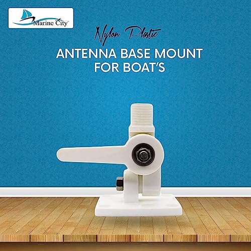Image of Marine City Heavy Duty Nylon Ratcheting Adjustable Antenna Base Mount for Boats - for VHF, AIS, GPS, RV Wi-Fi or All Radiolabs Antennas
