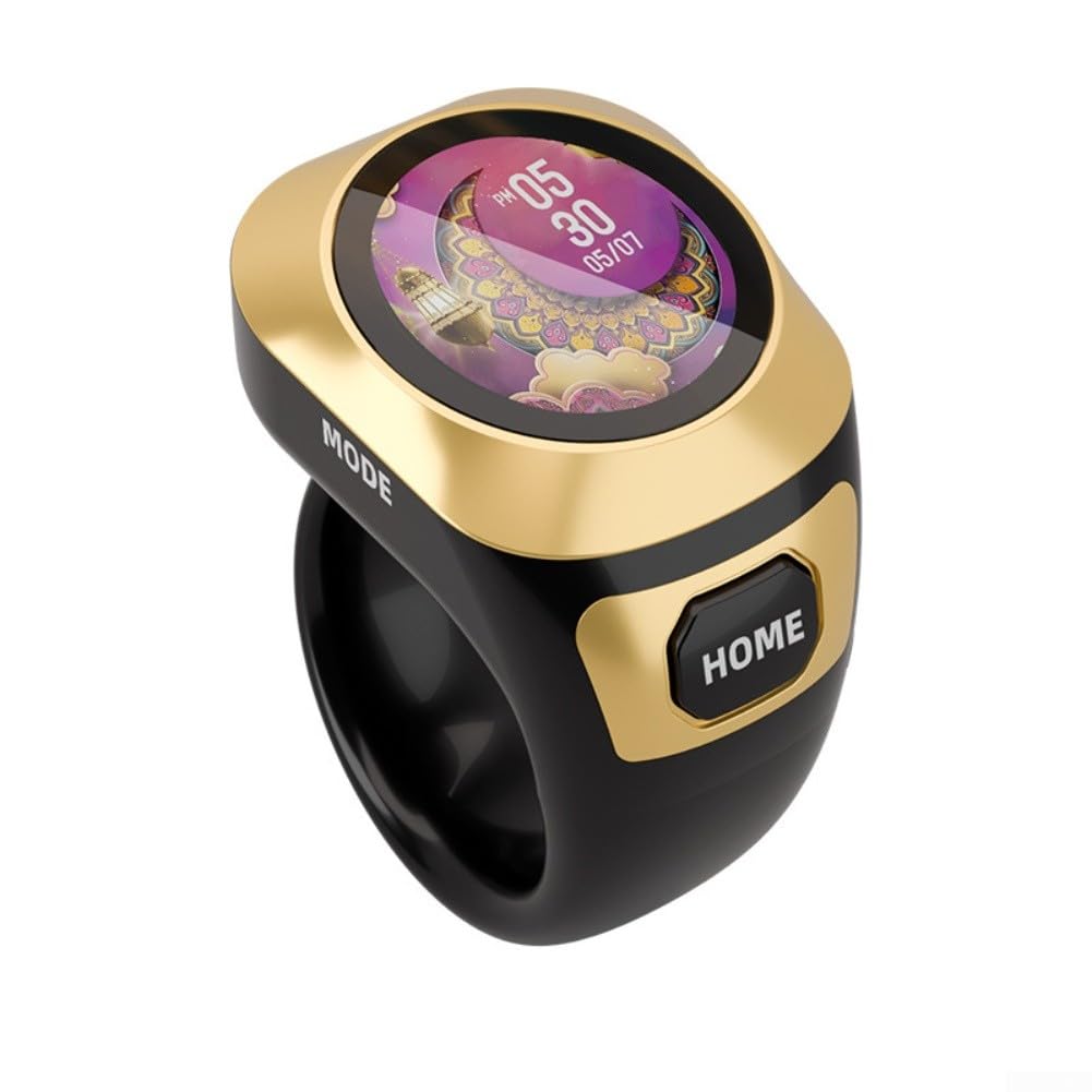 HOHOVYVY Rechargeable Electronic Tasbih Counting Ring Made of ABS Type-C Port 40 4 Display Modes 3 Sizes 18 mm 20 mm 22 mm for Muslim Prayer (Black)