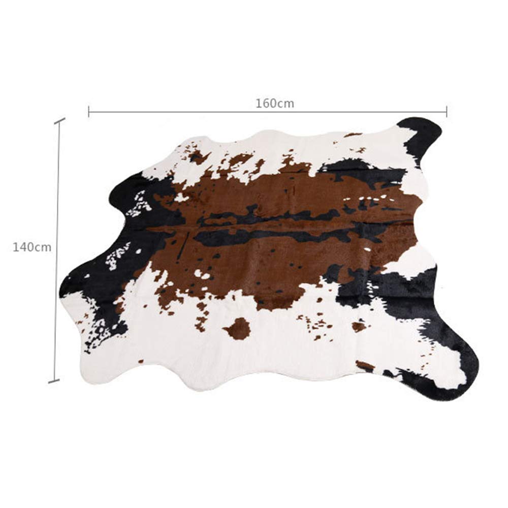 RCMeet Kuhfell-Teppich Rutschfester Kunstfell Teppich, 140 x 160 cm Faux Rindsleder Drucken Mat für Wohnzimmer Schlafzimmer Büro Stuhl Sofa (Kuh-Brown, 140x160cm)