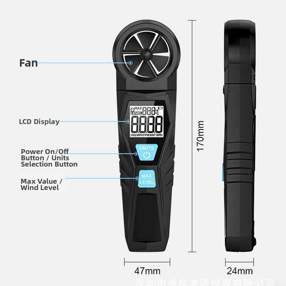 Anemómetro para ventilador giratorio, 17 cm, herramienta de flujo de aire