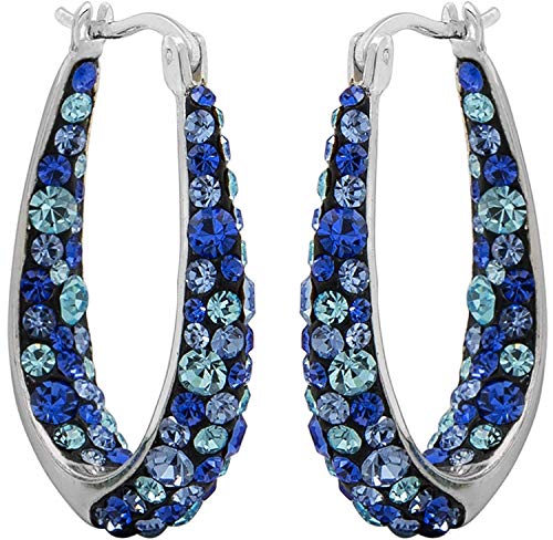 Savlano 14K White Gold Plated Inside Out Crystal Hoop Earrings For Women Comes With Savlano Gift Box2