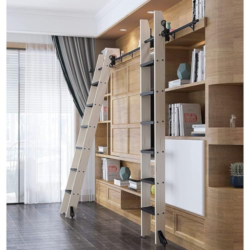 Kit de escalera corrediza para optimizar tu biblioteca de pared o salón 4