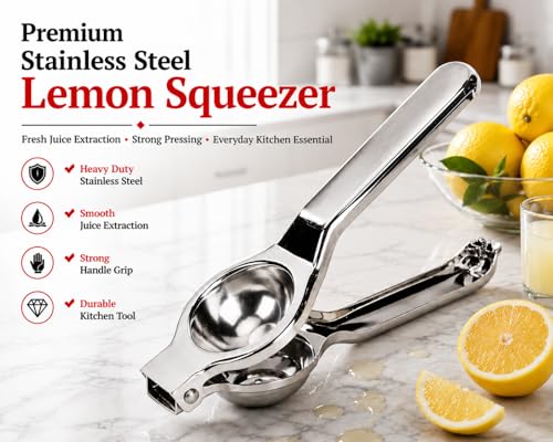Image of Ajay's Shoppe Stainless Steel Lemon Squeezer 20 CM | Heavy Duty Hand Press Juicer with Strong Grip Handle