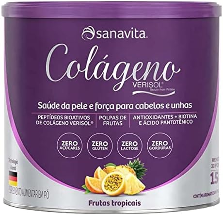 Sanavita Colágeno Hidrolisado Verisol - Pele e Cabelos - Frutas T...