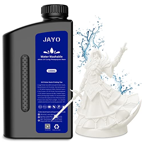 JAYO RÃ©sine Lavable Ã  l'Eau 1KG, RÃ©sine pour Imprimante 3D Lavable eau, RÃ©sine PhotopolymÃ¨re Rapide Standard UV 405nm pour Imprimante 3D 4K/6K/8K LCD/DLP/SLA, Haute PrÃ©cision,Faible Odeur, Blanc 1000g