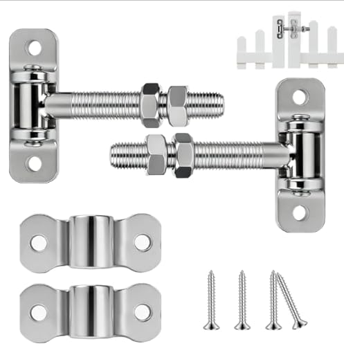 M16 Schwerlast-Türscharnier 2er-Set aus rostfreiem Edelstahl - Verstellbar mit Montagehilfe & Befestigungslöchern - Für Hoftor, Gartentor, Zauntor und stabile Holzzäune