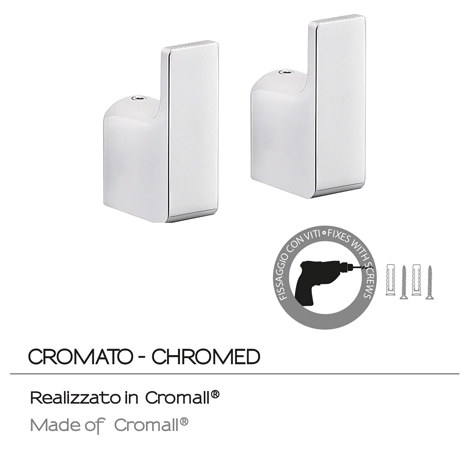Gedy G-Kuala Lumpur, 2 Single Hangers, Chrome Color, Clothes Rack Made of Cromall, Brass and Glass, 2 Year Warranty - Image 3