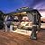 YOLENY 10' x 12' Hardtop Gazebo, Permanent Outdoor Aluminum Patio Gazebo with Aluminum Composite Double Roof for Patio Lawn and Garden, Curtains and Netting Included