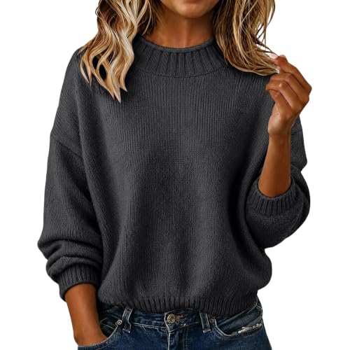 Roll Neck Sweaters for Women Cashmere Long Sleeve Tops Fall Winter Black S - image 2