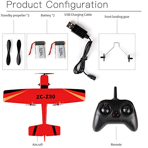 RC Airplane Z50 RTF RC Plane 2.4Ghz 2CH 6-Axis Gyro EPP Remote Control Airplane Glider 340mm Wingspan with 2pack LiPo Batteries - Thumbnail 6