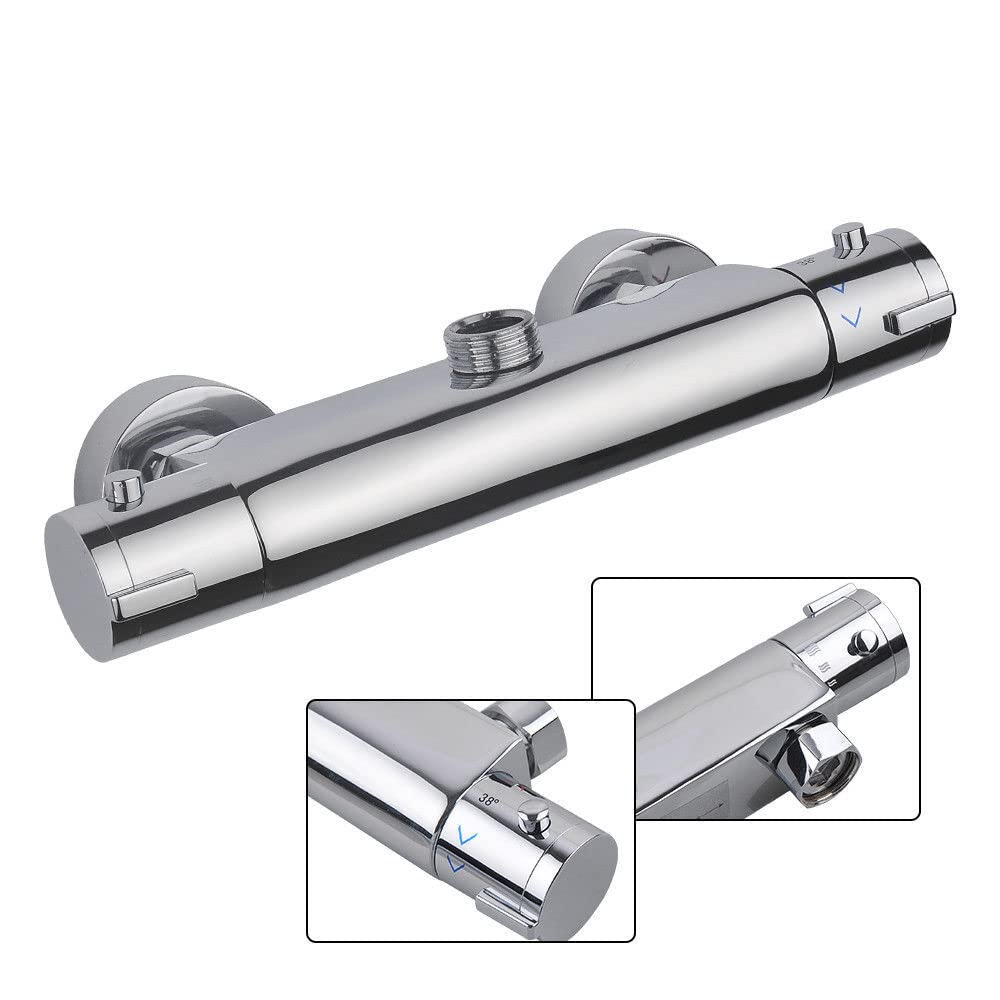Grifo mezclador para bañera con termostato G3/4, con botón de seguridad de 38 °C, protección contra quemaduras, 20-50 °C