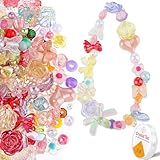 120Pcs Assorted Cute Beads for Jewelry Making, Mix Color Pastel Beads Kawaii Aesthetic Beads for Friendship Bracelets Making, Flower Heart Star Beads Bulk for Women,Girls DIY Crafting with String