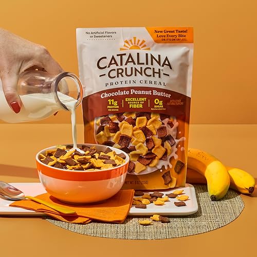 Image of Catalina Crunch Protein Cereal, Chocolate Peanut Butter, 9 oz (Pack of 1) | Sugar Free, 11g of Protein, Gluten Free, Excellent Source of Fiber, Breakfast Cereal, Packaging May Vary
