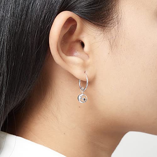 Boma Jewelry Sterling Silver Moon & Star Mismatched Snap Down Closure Tube Hoop Earrings2