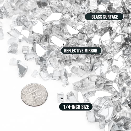 Image of Skyflame 10-Pound Fire Glass for Fireplace Fire Pit and Landscaping, Platinum Reflective, 1 /4-Inch