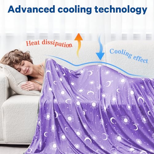Image of inhand Cooling Blanket Full Size (80 inchx90 inch) - Double Sided Cooling Blankets for Hot Sleepers, Soft Lightweight Summer Blanket for Beach, Sofa Bed Couch, Room Decor, Gifts for Women Lavender Purple