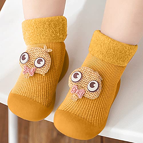 sfdgfhyf Boys Solid Color Slippers Solid Girls Socks Stocking Warm Baby Boys Soft Toddler Rubber Knit Slipper (Yellow, 26-27)2