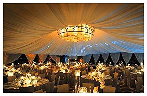 Sheer Voile Chiffon Fabric Draping Panels | 5 Yards 120  Wide White Voile Fabric | Use for Backdrop Curtain -Wedding and Special Events.